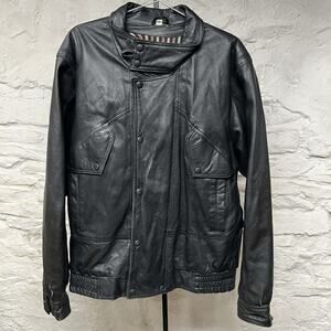 Echtes Leder Black Soft Genuine Leather Lined Biker Jacket Medium Vintage